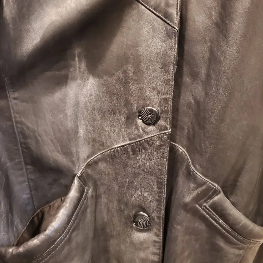 Vintage Pelle Black Genuine Leather Long Trench Coat Friends/Matrix 90's XL-XXL